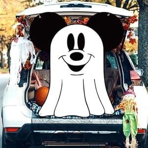 Halloween Trunk or Treat Decorations,Mouse Theme Pumpkin Trunk or Treat Backdrop for Halloween Car SUV Truck Garage Door Archway Decorations