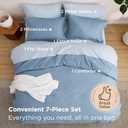 Bedsure Twin Comforter Set - 5 Pieces Grayish Blue Twin Bedding Set for All Seasons, Boho Contrasting Design Bed in a Bag with Comforter, Sheets, Pillowcase & Sham