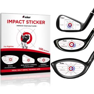 Golf Impact Tape - High-Resolution Strike Stickers for Iron, Wood & Fairway Clubs, Non-Residue, Swing Training Aid Impact Labels (Righties- 156pcs(Wood 6x10+ Iron 8x8+ Fairway 8x4)
