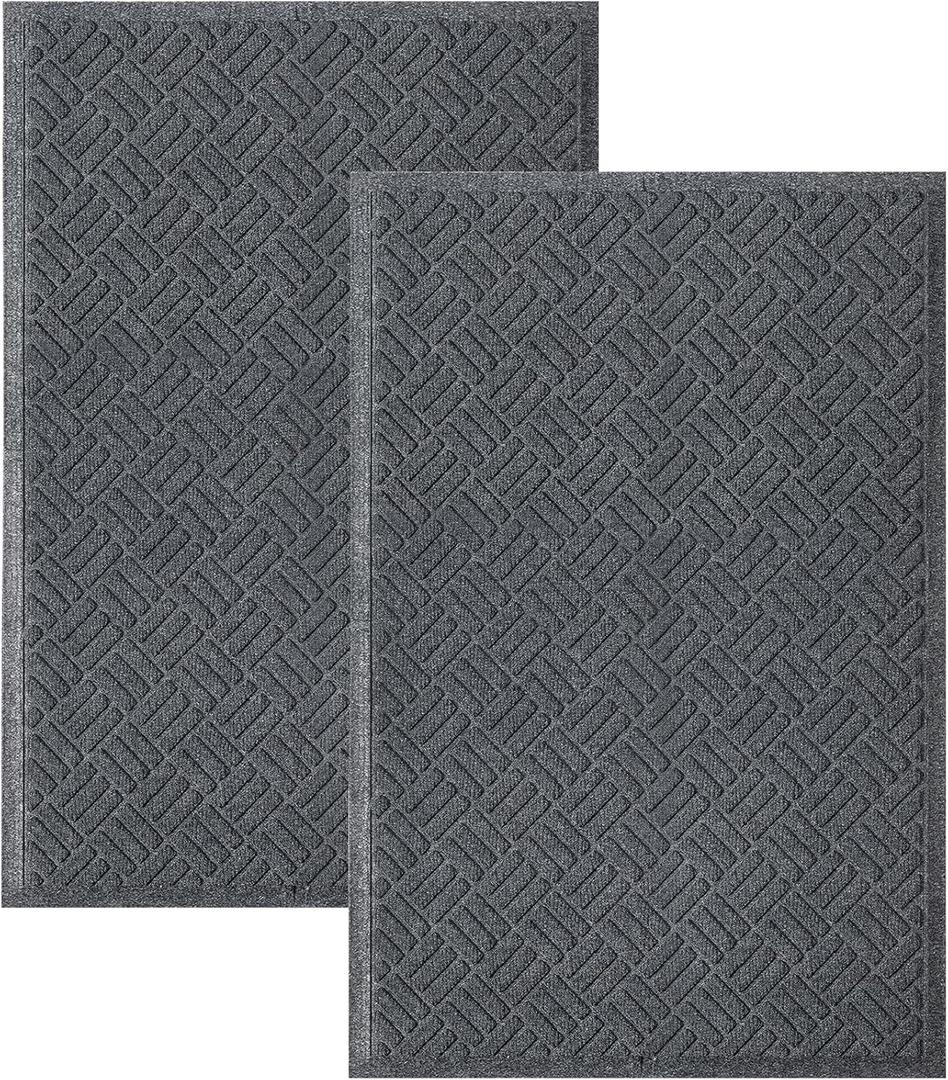MATALL 2pack 35x23.5in Door Mat - Indoor and Outdoor Welcome Mat, Absorbent and Drain Away Water Heavy Duty Entryway Doormat for Front Back Doors, Laundry Rooms, Mudrooms, The Garage and More