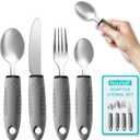 Nourislif Adaptive Utensils 4pcs For Hand Tremors,Elderly, Arthritis,Parkinsons-Built Up Utensils For Adults 2.5oz Each, Silverware Set With Handle, Flatware Cutlery Set For Seniors