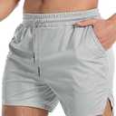 Aolesy Men's Gym Workout Shorts 5 Inch Lightweight Bodybuilding Athletic Shorts Running Training with Zipper Pockets & Towel Loop XXL