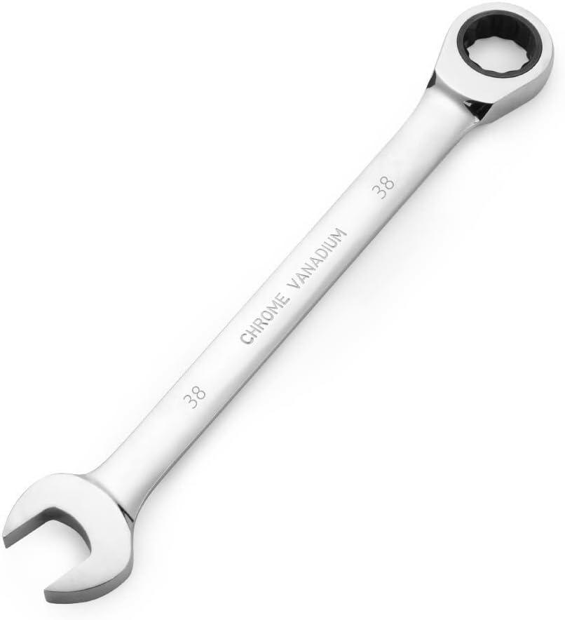 FLZOSPER 38mm Metric Ratchet Wrench,Box End Head 72-Tooth Ratcheting Combination Wrench Spanner