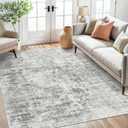 Soalmost 6x9 Abstract Area Rugs for Living Room 6 x 9 Washable Non Slip Low Pile Gray Rugs for Bedroom Dining Room Foldable Thin Gray White