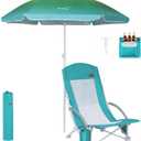 Nice C Beach Chair, Beach Chairs for Adults with Umbrella and Cooler, High Back, Cup Holder & Carry Bag & Heavy Duty Compact Outdoor, Camping (One Blue), 15.75 inches x 22.83 inches x 31.5 inches