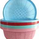 8 pcs Plastic Wash Basket Round Perforated Colander Wash Vegetables and Fruits Drain Cooked Pasta Kitchen Essentials Food Strainer Basket Strainer Kitchen Blue Pink Green Red