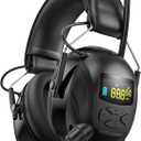 2025 Bluetooth 5.4 AM/FM Radio Ear Protection Headphones with Backlit Digital Display/Mic, 120H Working Time, Rechargeable, 30dB Noise Reduction Safety Earmuffs for Lawn Mowing, Workshop - Black