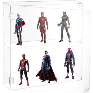 Acrylic Display Case for Collectibles, Clear Acrylic Display Box Magnetic Attraction Lids, Wall-Mounted or Desktop Storage Box for Figures, Home or Office
