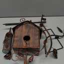49" Bird Houses for Outside with Pole, Outdoor Metal Birdhouse with Mesh Feeder for Patio, Yard, Garden(Antique Bronze)