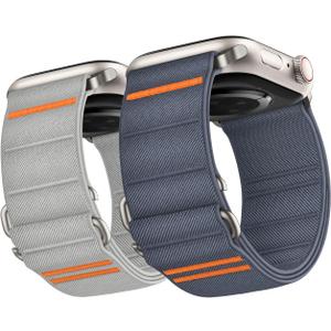 Suitisbest 2 Pack Sport Band Compatible with Apple Watch Ultra Band 42mm 41mm 40mm 38mm, Stretchy Sport Loop Strap for iWatch Series 11 10