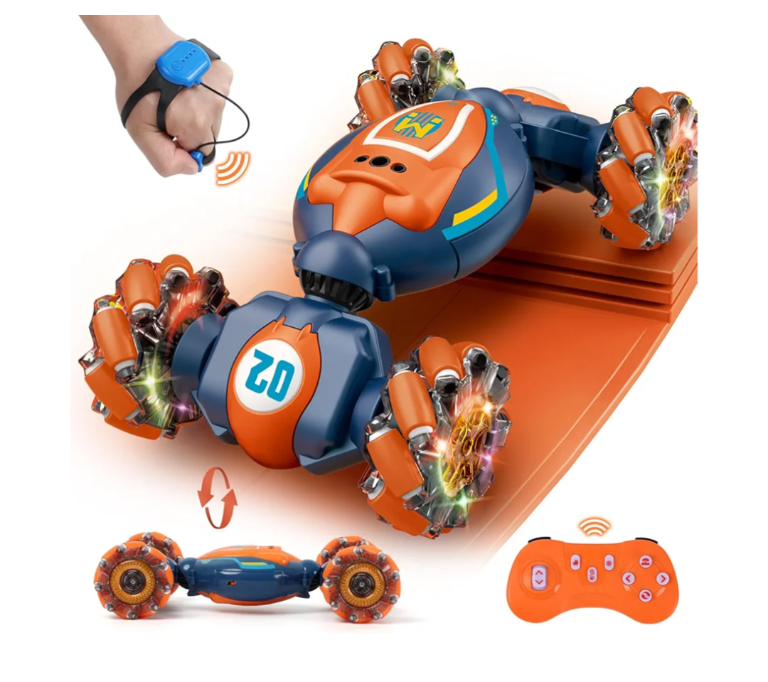 Gesture Sensing RC Stunt Car - Boys Girls Toys Age 6-8-12, 4WD Hand Controlled Remote Control Twist Car with Light & Music,Cool Birthday presents and Ideas Gifts for Kids Age 6 7 8 9 10 11 12 YearsOld