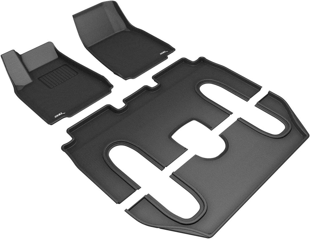 3D MAXpider Custom Fit Kagu Floor Mat (Black) Compatible with Tesla Model X 6-Seat w/ Center Console 2016-2019 -R1 R2 R3