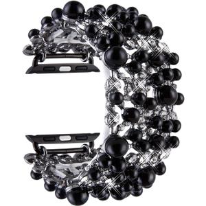 VIQIV Bling Bands Compatible with Apple Watch Band 38mm 40mm 41mm 42mm 44mm 45mm 49mm Iwatch Series SE 9 8 7 6 5 4 3 2 Ultra, Diamond Rhinestone Metal Pearl Dressy Bracelet Wristband Strap for Women