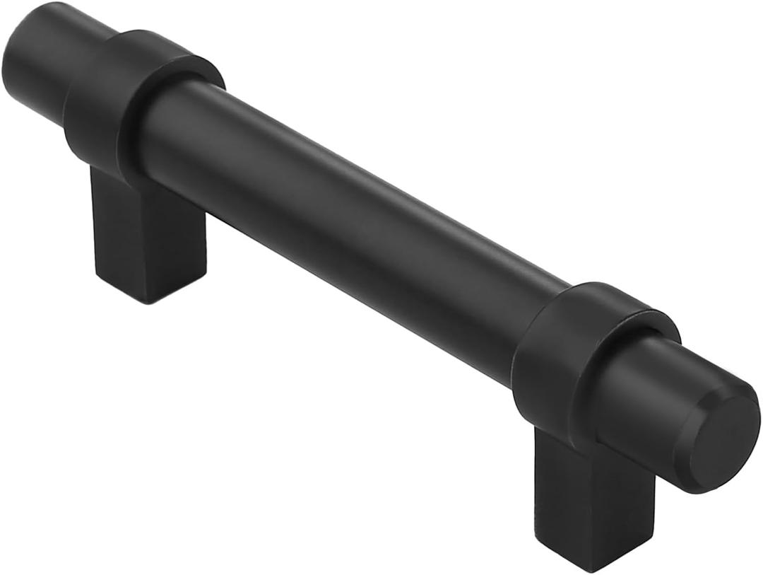 Alzassbg 10 Pack Cabinet Handles Matt Black, 3 Inch(76mm) Hole Centers Cabinet Pulls Straight Bar Kitchen Hardware Drawer Dresser Handle Pull AL3081MB