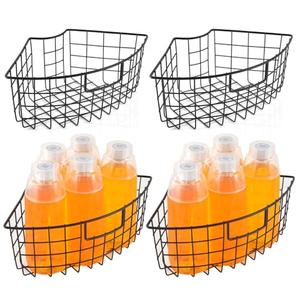 4 Pack Lazy Susan Basket Lazy Susan Organizer Bins for 18"/20" Diameter Turntable 1/4 Wedge Corner Cabinet Organizer Kitchen Organization Metal Lazy Susan with Handle for Cabinet 9 x 6.2 x4 Inch