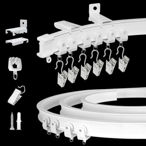 Flexible Bendable Curtain Track, 8.2Ft Curved Curtain Track Ceiling or Wall Mount Curtain Rail Track System Room Divider Ceiling Track Set for Shower Rv Curtains