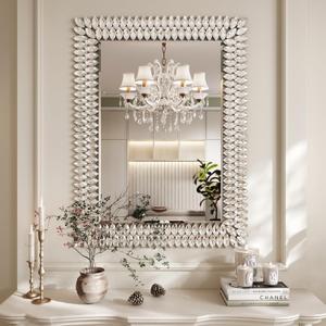 Kelly Miller 30"x40" Jeweled Bathroom Wall Mirror, Large Rectangle Mirror Decorative Mirror Luxury Vanity Mirror with Diamonds for Master Bath Half Bath Living Room Bedroom Fireplace Mantle Entryway