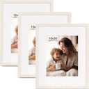 FinalFind 16x20 Picture Frame with Mat for 11x14 Set of 3, Distressed White Wood Grain 16x20 Frames for Horizontal & Vertical Wall Mounting (3 Pack,White)