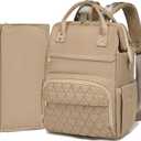 Diaper Bag Backpack with Portable Changing Pad, Large Wide-Open Baby Diaper Bag with Insulated Pockets and Stroller Straps for Boys Girls, Waterproof Travel Diaper Backpack for Mom, Khaki