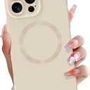 OOK Magnetic Case for iPhone 16 Pro 6.3 Inch [Wireless Charging Compatible] Soft TPU Solid Phone Cover Anti-Scratch Shockproof Protection Slim Case for Women Men - Beige