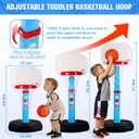 Toddler Basketball Hoop Indoor Outdoor for Kids 1-3, Height Adjustable Kids Basketball Hoop with 3 Balls, Portable Mini Basketball Goal Yard Pool Sport Toys for Baby Boys Girls Age 3 4 5 -Blue