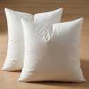 APSMILE Down Feather Throw Pillow Inserts, 18x18 Pillows Set of 2 with Organic Cotton Cover, Soft Square Decorative Pillows for Couch Living Room, Sofa, and Bed（White）