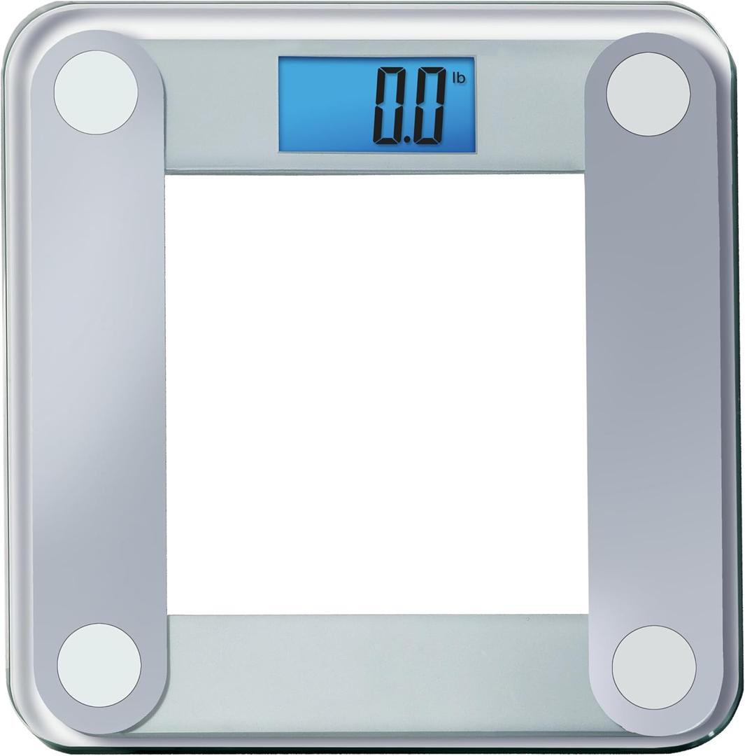 Eat Smart Products Digital Bathroom Scale with Extra Large Lighted Display, Free Body Tape Measure Included, Grey and Clear (1 Count (Pack of 1))