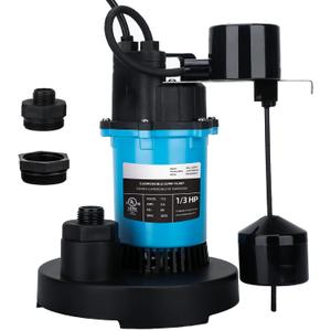 LEO Sump Pump Submersible Vertical Float Switch Automatic Utility Pumps for Clean/Dirty Water Pump Thermal Protector for Basement Pool Draining, Blue