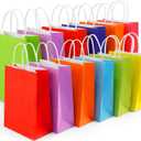 Yasashii Small Gift Bags With Handles, 24Pcs-8 Colors Kraft Brown Paper Party Favor Gift Tteat Bags, Rainbow Bag For Christmas, Kids Birthday, Party Supplies, Wedding, Baby Shower