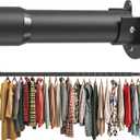 Closet Rod 50-87 Inches, Adjustable Heavy Duty Metal Black Closet Rods for Hanging Clothes 1.3 Inches Diameter for Wardrobes Laundry
