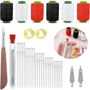 4 x Sewing Tool Set, 37Pcs Big Eye Steel Sewing Needles Kit, Threader and Needle Repair Kit, Needle Threaders and Seam Ripper for Hand Sewing (37pcs Tool kit)