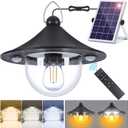ropelux Solar Indoor Outdoor Shed Light with 3000LM 3 Color Temperatures 5 Modes (2 Daytime) Waterproof, Dual Motion Sensors Solar Powered Hanging Barn Light with Remote for Shed, 1 Pack
