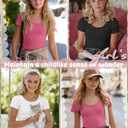LessonZoo 3 Pack Girls Shirts Scoop Neck Ribbed T Shirts Teens Short Sleeve Slim Fit Summer Tees for Kids Age 5-14(Peach, White, Black,11-12 Years) (White)