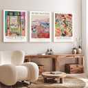 Induslyfe Large Framed Retro Vintage Wall Art Canvas Decor Set of 3, Matisse Wall Art Prints Poster Modern Art, Sage Green Aesthetic Floral Botanical wall art, bedroom living room bathroom 18x24
