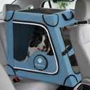 Snagle Paw Portable Dog Crate for Car Travel,Metal Frame Pet Crate,Pet Carrier for Car Back Seat Secures with Headrest Strap and Seatbelt,L