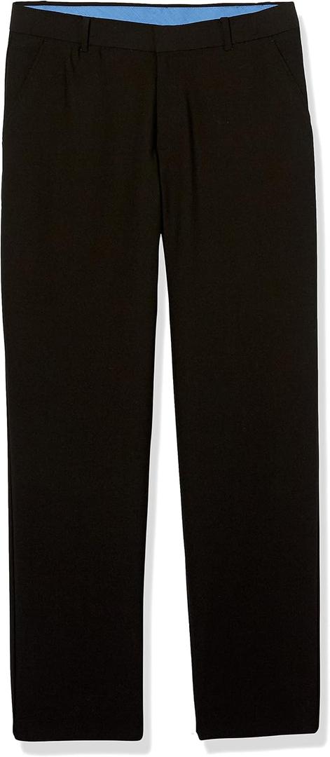 Izod Boys' Bi-Stretch Flat Front Dress Pant (Black)
