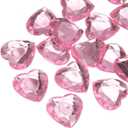 MECCANIXITY 20 Pcs Acrylic Heart Rhinestone 30mm Flat Back Plastic Gems Jewelry Stickers for Craft Bead Face Painting Costume Jewelry Making Light Pink