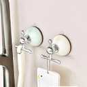 Suction Cup Hooks on Shower Glass Door Window Removable Bathroom Towel Loofah Hooks No Drill Wreath Hanger for Front Door(Cream Green,2 PCS)
