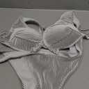 SweatyRocks Women's 2 Piece Bikini Set Striped Print Spaghetti Strap Push Up Swimsuit (X-Large, Black and White)