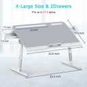 KLEAR Laptop Bed Tray Desk, Foldable and Adjustable Lap Table with Heights and Angles, Upgraded-Sturdy Laptop Lap Desk for Bed/Sofa/Couch/Floor (2 Drawers, Grey)