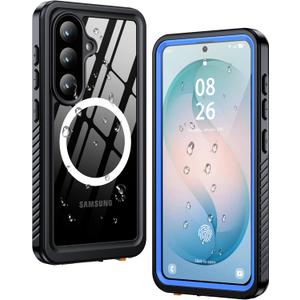 ANTSHARE for Samsung Galaxy S26 Case Waterproof, Built-in Lens & Screen Protector, [Compatible with MagSafe] Shockproof Dropproof Dustproof Full Body Phone Case for S26 6.3"-Blue/Clear