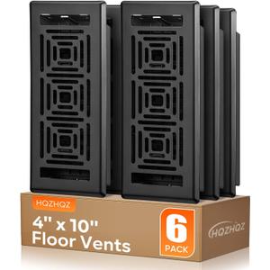 Floor Register 4x10, Heavy Duty Walkable Steel Floor Vent Covers, Easy Adjust Air Flow Direction Floor Registers, Black Floor Vents, Boston Design Air Vents for Home