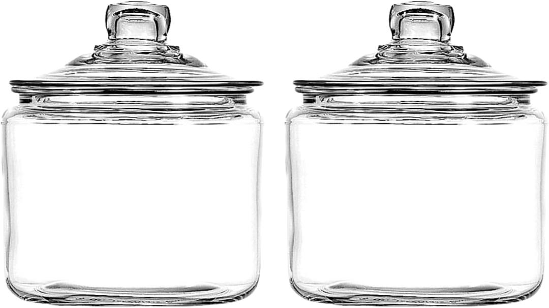 Anchor Hocking Heritage Hill 3 Quart Glass Jar with Lid, Set of 2 (3 Quart, Set of 2)