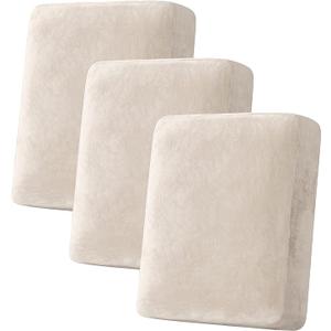 H.VERSAILTEX Velvet Stretch Couch Cushion Cover Plush Cushion Slipcover for Chair Loveseat Sofa Cushion Furniture Protector Seat Cushion Sofa Cover. 3 Piece Sofa Cushion Covers, Ivory 