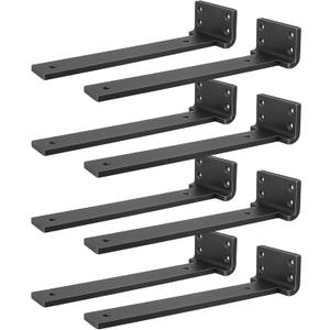 Heavy Duty Shelf Brackets, Floating Shelf Bracket 8 inch 8 Pack L Brackets for Shelves Black Metal Support Bracket for DIY Decorative with Screws