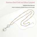 Lanyards for Id Badges Stainless Steel Metal Teacher Lanyard with Id Holder Retractable Cruise Ship Badge Holder for Women (Gold/Silver 13)