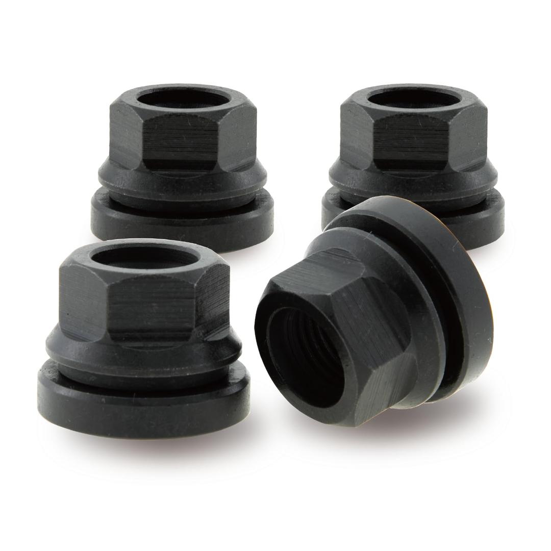 Black M14x2 Wheel Lug Nuts 4pcs for '99-'02 Ford F250 F350 F450 F550, '00-'04 F150, Two-Piece Flanged Flat Face OEM Style for Factory OEM Wheels, Fit F81Z1012AA