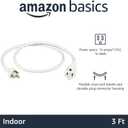 Amazon Basics Extension Cord, 3 Ft, 3-Prong Outlet Extender, Indoor Use, 13 Amps, 125V, White