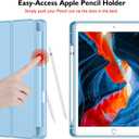 iMieet iPad 9th Generation Case 2021/iPad 8th Generation Case 2020 10.2 Inch with Pencil Holder, iPad 7th Gen 2019 Case with Soft Baby Skin Silicone Back, Auto Wake/Sleep Cover (Azure Blue)