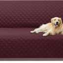 U-NICE HOME Reversible Sofa Cover Couch Cover for Dogs with Elastic Straps Water Resistant Furniture Protector for Pets Couch Cover for 3 Cushion Couch (Sofa, Burgundy/Tan)
